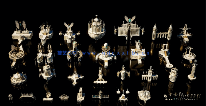 Kitbash3D-Elysium[极乐世界3d模型]空中神秘 精灵城堡 悬浮庭院(图3)