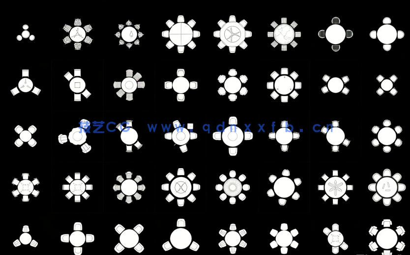  豪宅设计餐厅桌椅组合CAD图库(图2)