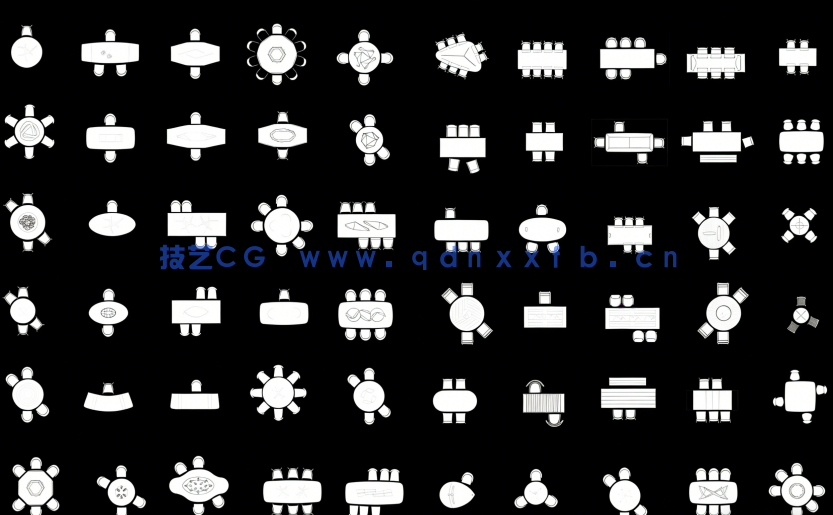  豪宅设计餐厅桌椅组合CAD图库(图4)