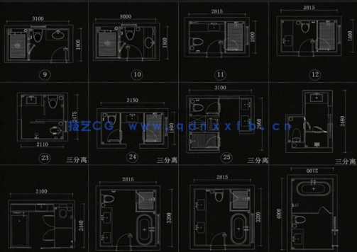 2023私宅卫生间布置CAD图库(图5)
