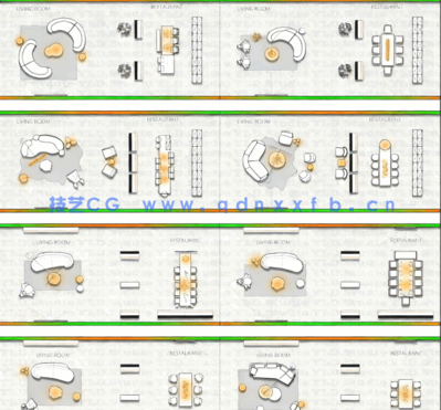  2023年豪宅客餐厅布置CAD图库(图5)
