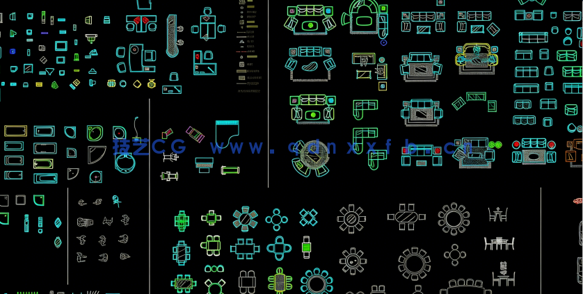 家装设计常用的家具平面立面综合图库图块免费下载(图2)