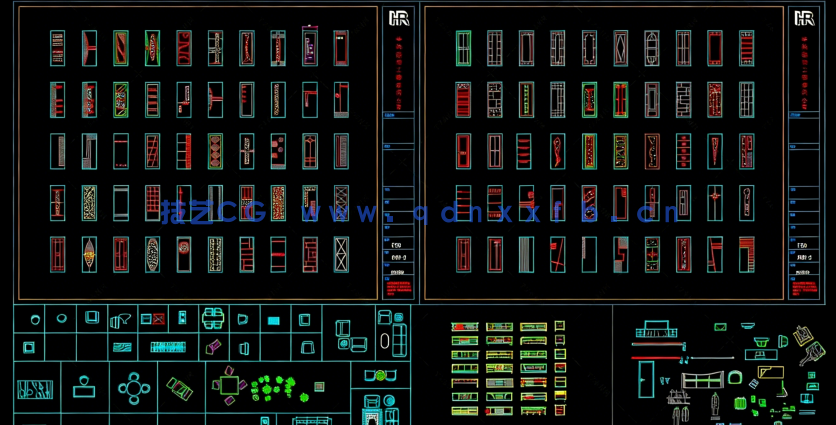 家装设计常用的家具平面立面综合图库图块免费下载(图4)