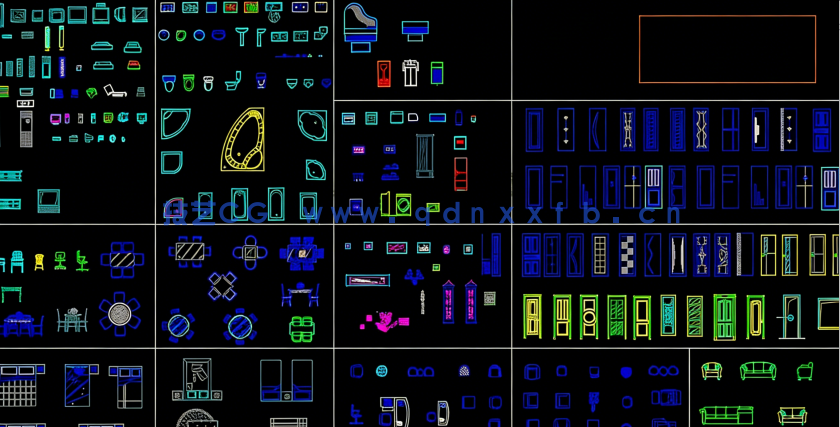 家装设计常用的家具平面立面综合图库图块免费下载(图3)