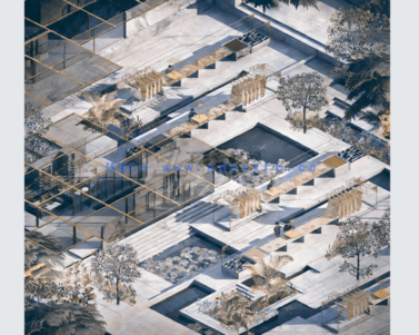  竞赛风拼贴风古风建筑景观鸟瞰剖面立面psd分层ps免扣效果图素材(图7)