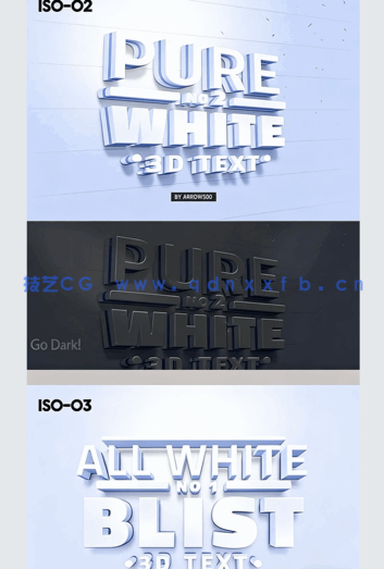 7组3D纯色三维文字文本艺术特效PSD字模(图2) 7组3D纯色三维文字文本艺术特效PSD字模(图2)