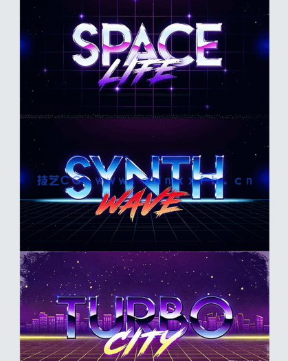 复古时尚霓虹灯金属感艺术特效PSD模板(图4)