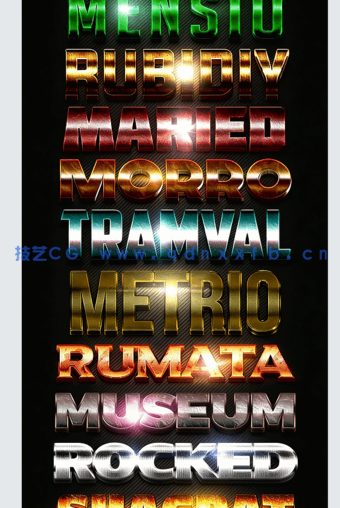 10组3D高贵闪耀光泽艺术特效PSD字模(图2)