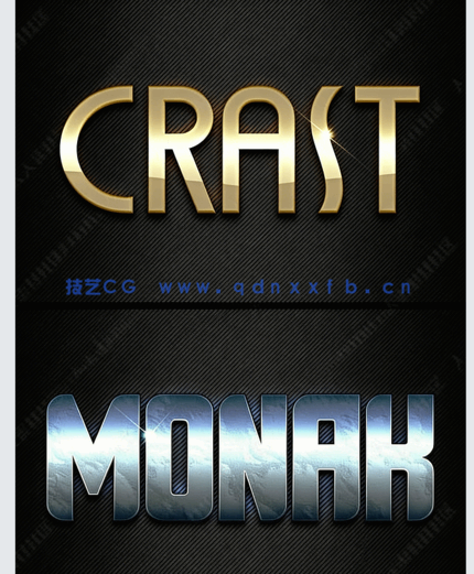 现代华丽灯光耀眼金属质感艺术特效PSD字模(图2)