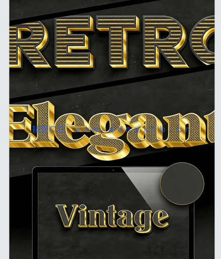 高贵优雅黑色金色混合3D字体艺术特效PSD字模(图4)