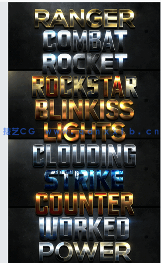 3D立体彩色金属质感艺术特效PSD字模第四季(图5) 3D立体彩色金属质感艺术特效PSD字模第四季(图5)