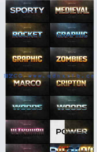 3D立体彩色金属质感艺术特效PSD字模第十季(图6) 3D立体彩色金属质感艺术特效PSD字模第十季(图6)