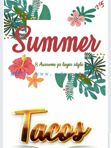 清爽夏季绚丽色彩光泽质感PSD字模(图1)