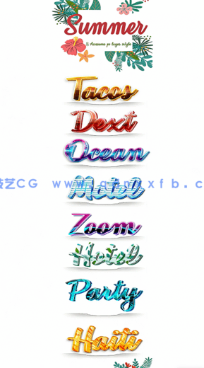 清爽夏季绚丽色彩光泽质感PSD字模(图4)
