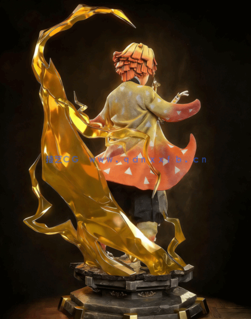 [3D打印人物] 我妻善逸Zenitsu《鬼灭之刃》动画角色雕刻手办3D打印模型(图5)