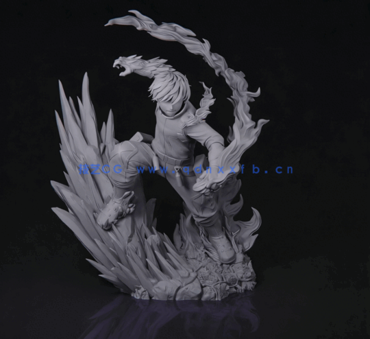 [3D打印人物] 轰焦冻Todoroki《我的英雄学院》动漫角色雕刻手办3D打印模型(图2)
