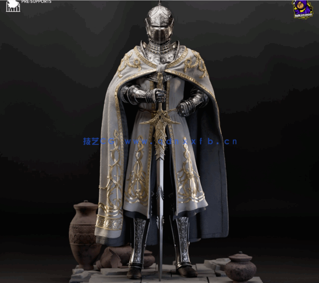 [3D打印人物] 蕾妲金针骑士《艾尔登法环》游戏角色雕刻手办3D打印模型(图4)