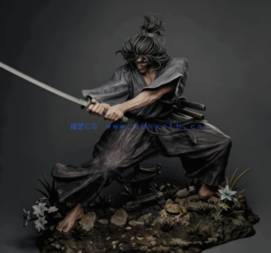 [3D打印人物] 宫本武藏Musashi Miyamoto人物角色雕刻手办3D打印模型(图2)