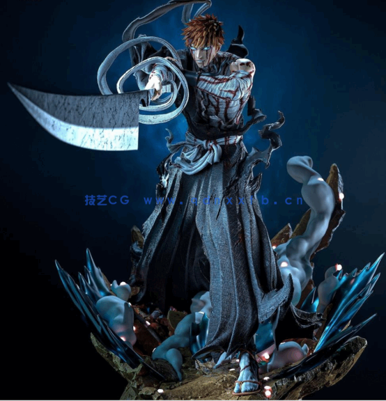 [3D打印人物] 黑崎一护战斗姿势《死神》动漫角色雕刻手办3D打印模型(图3)