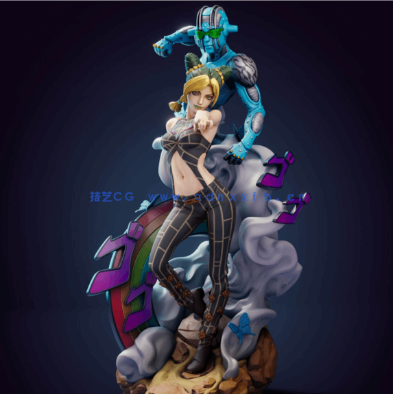 [3D打印人物] 空条徐伦《JOJO的奇妙冒险》动漫角色雕刻手办3D打印模型(图2)