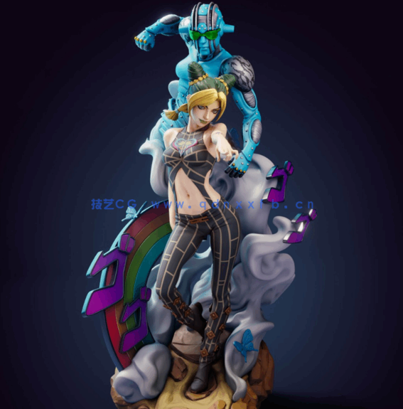 [3D打印人物] 空条徐伦《JOJO的奇妙冒险》动漫角色雕刻手办3D打印模型(图5)