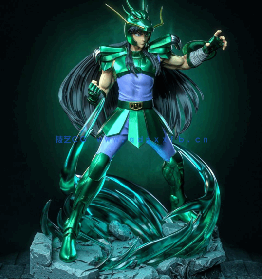 [3D打印人物] 紫龙Shiryu《圣斗士星矢》动漫角色雕刻手办3D打印模型(图5)