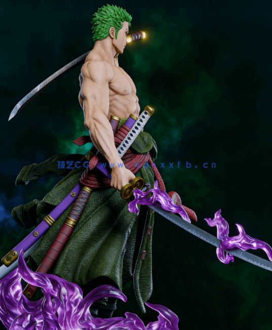 [3D打印人物] 罗罗诺亚·佐罗Zoro持刀造型《航海王海贼王》动漫角色雕刻手办(图2)