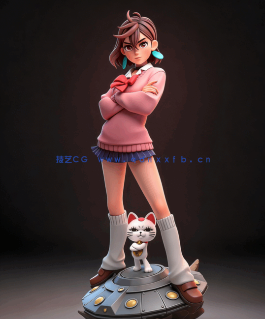 [3D打印人物] 绫濑桃Momo Ayase双臂交叉《当哒当》动漫角色雕刻手办3D打(图2)