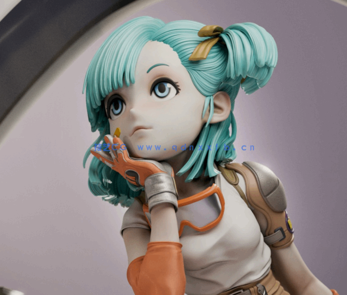 [3D打印人物] 布尔玛蓝色短发《七龙珠》动漫角色雕刻手办3D打印模型(图1)