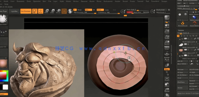 ZBrush奇幻野兽生物雕刻设计实例制作视频教程(图6)