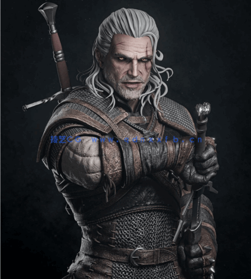 [3D打印人物] 杰洛特Geralt《巫师3：狂猎》游戏角色雕刻手办3D打印模型(图1)