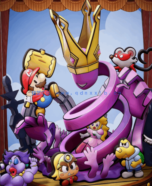 [3D打印人物] Q版马里奥Mario《纸片马力欧》游戏角色雕刻手办3D打印模型(图1)