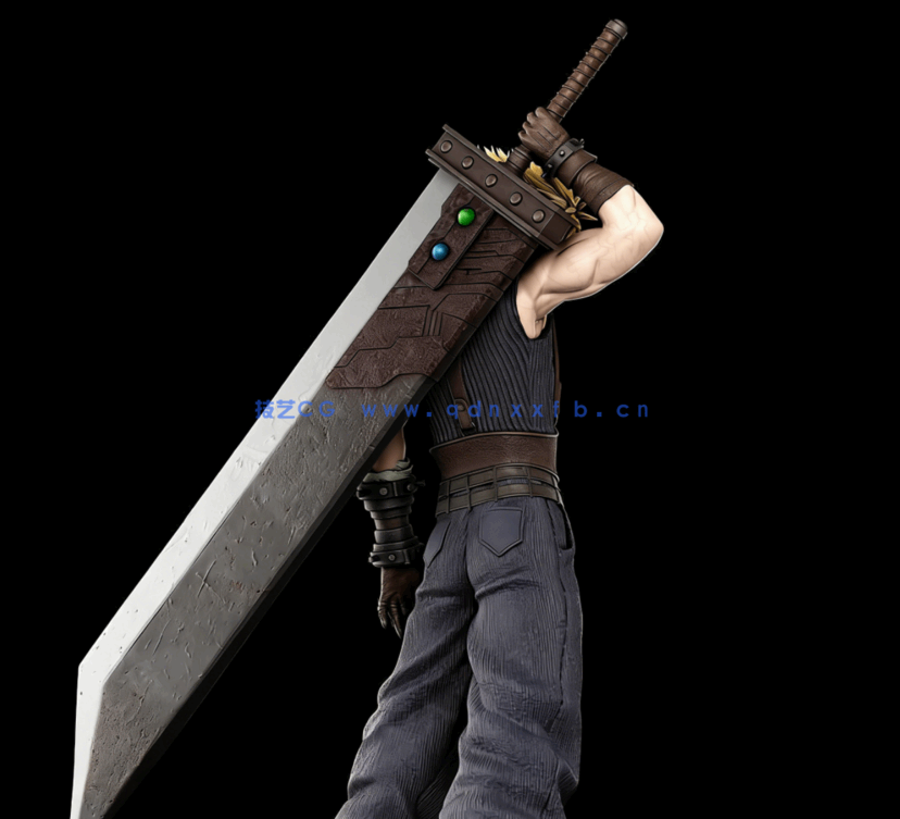 [3D打印人物] 克劳德·斯特莱夫Cloud Strife扛剑姿势《最终幻想VII》游戏角色(图4)