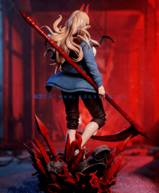 [3D打印人物] 帕瓦Powe手持镰刀《电锯人》动漫角色雕刻手办3D打印模型(图4)