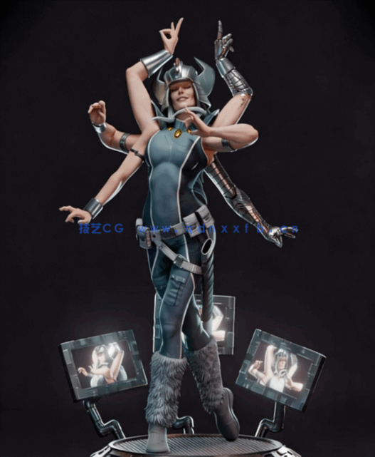 [3D打印人物] 螺旋女Spiral《X战警》漫威角色雕刻手办3D打印模型(图2)