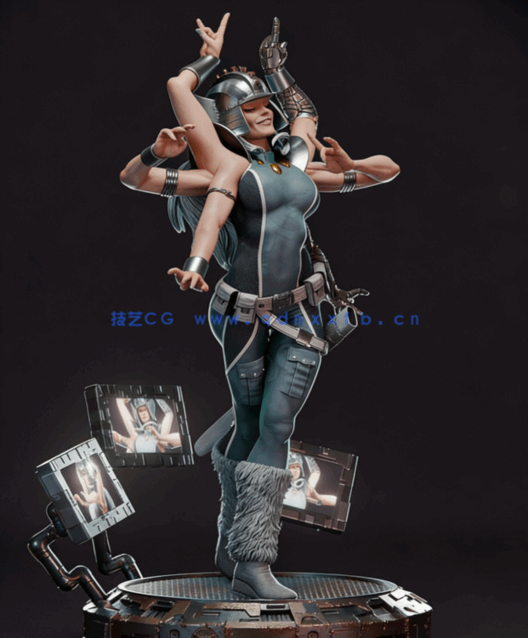 [3D打印人物] 螺旋女Spiral《X战警》漫威角色雕刻手办3D打印模型(图3)