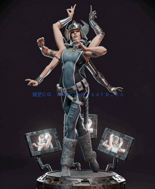 [3D打印人物] 螺旋女Spiral《X战警》漫威角色雕刻手办3D打印模型(图5)