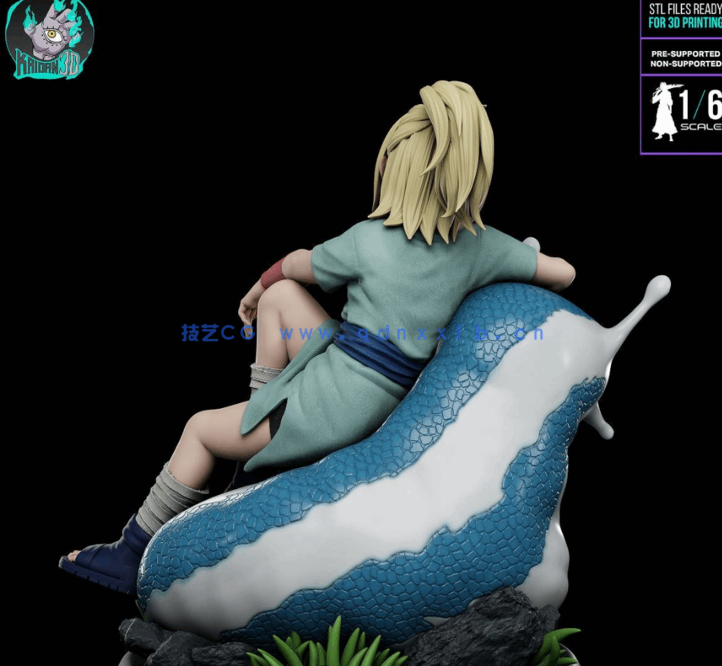 [3D打印人物] 年轻纲手Tsunade坐姿《火影忍者》动漫角色雕刻手办3D打印模(图4)
