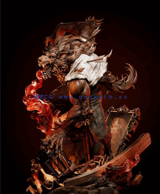 [3D打印人物] 狼人Warewolf人物角色雕刻手办3D打印模型(图2)