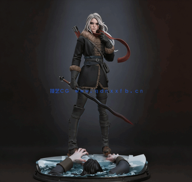 [3D打印人物] 希里Ciri《巫师猎魔人》游戏人物角色雕刻手办3D打印模型(图2)