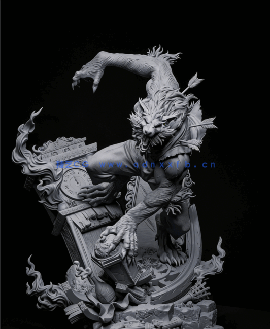 [3D打印人物] 狼人Warewolf人物角色雕刻手办3D打印模型(图4)