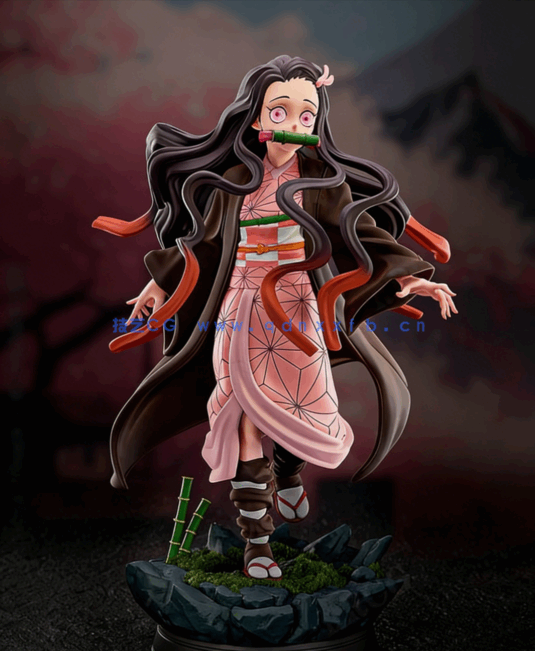[3D打印人物] 灶门祢豆子Nezuko呆萌造型《鬼灭之刃》动漫角色雕刻手办3D(图2)