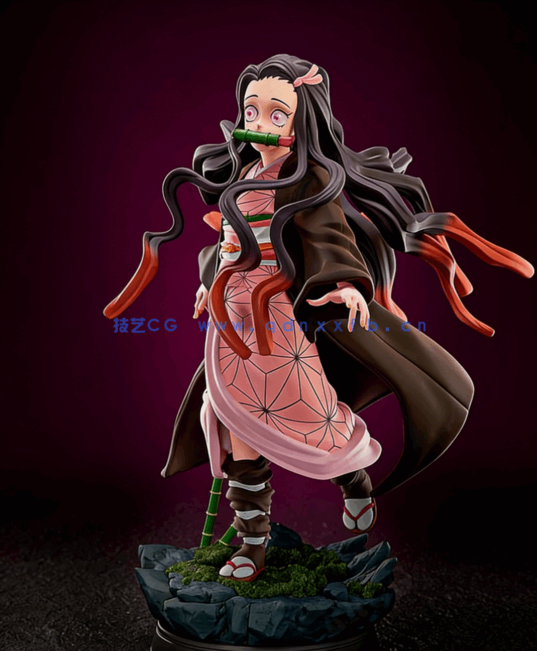 [3D打印人物] 灶门祢豆子Nezuko呆萌造型《鬼灭之刃》动漫角色雕刻手办3D(图3)