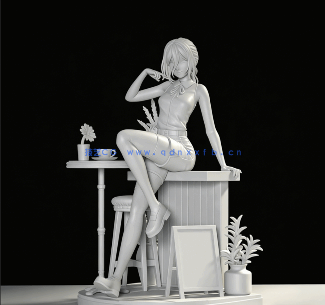 [3D打印人物] 蕾塞Reze坐姿《链锯人》动画角色雕刻手办3D打印模型(图5)