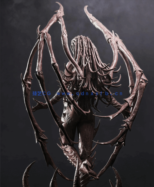 [3D打印人物] 凯瑞甘刀锋女王站姿《星际争霸》游戏人物角色雕刻手办3D打印(图3)