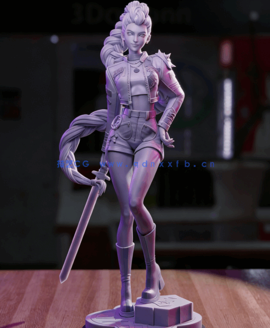 [3D打印人物] Rumi持剑《K-Pop恶魔猎人》动画角色雕刻手办3D打印模型(图3)