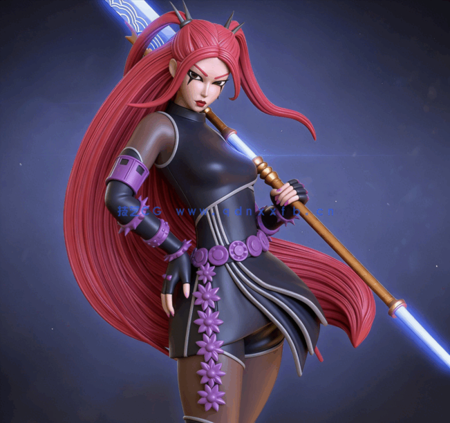 [3D打印人物] 韩系流行美学暗黑恶魔女猎人角色雕刻手办3D打印模型(图1)