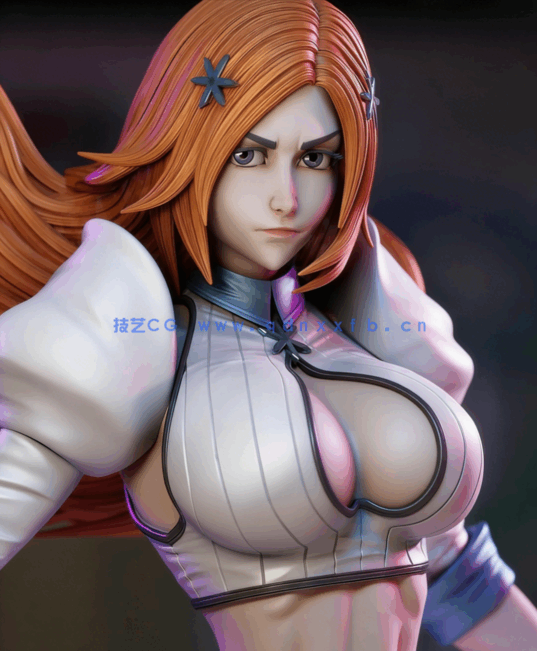 [3D打印人物] 井上织姬Orihime战斗动作《死神》动漫角色雕刻手办3D打印模(图1)