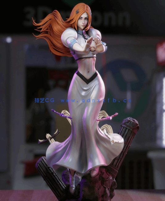 [3D打印人物] 井上织姬Orihime战斗动作《死神》动漫角色雕刻手办3D打印模(图2)