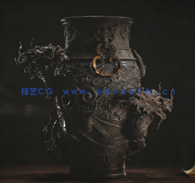 Zbrush龙形花纹造型古董花瓶完整雕刻训练视频教程 (图3)